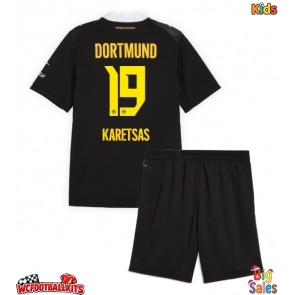 Borussia Dortmund Konstantinos Karetsas #19 Replica Away Stadium Kit for Kids 2026-27 Short Sleeve (+ pants)